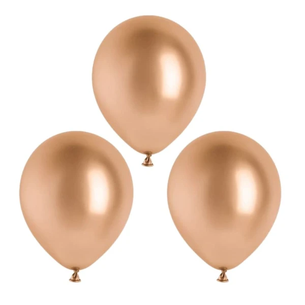 Balony metaliczne glossy różowe złoto, 12 cm 3 szt.