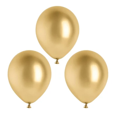 Balony metaliczne glossy złote, 12 cm 3 szt.