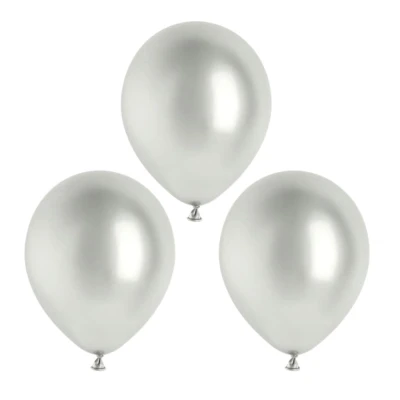 Balony metaliczne glossy srebrne, 12 cm 3 szt.