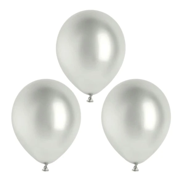 Balony metaliczne glossy srebrne, 12 cm 3 szt.