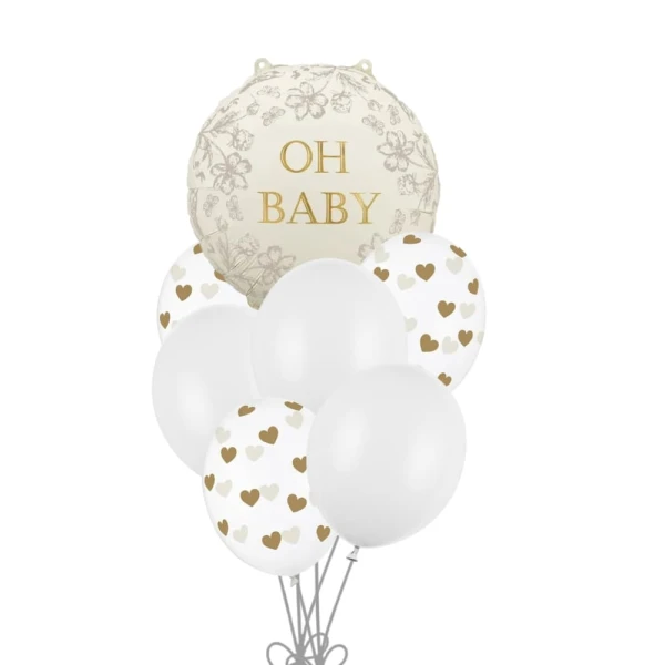 Zestaw balonów na roczek baby shower Oh Baby, złoty