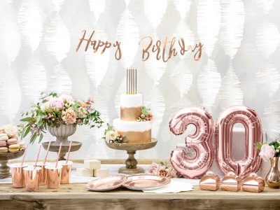 Balony na okrągłe urodziny gold rose