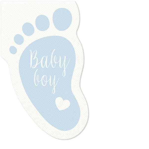 Serwetki papierowe stópka Baby shower Boy chłopczyk niebieskie, 10 szt.