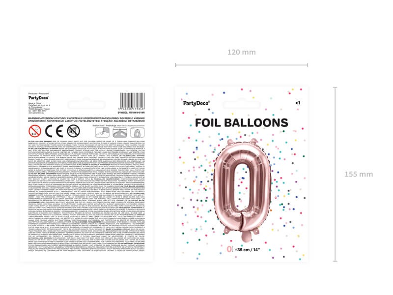 Foliowy balon cyfra zero różowe złoto