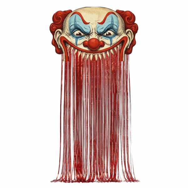 Dekoracja na drzwi kurtyna Freak Show Cyrk Klaun Halloween, 89x145 cm