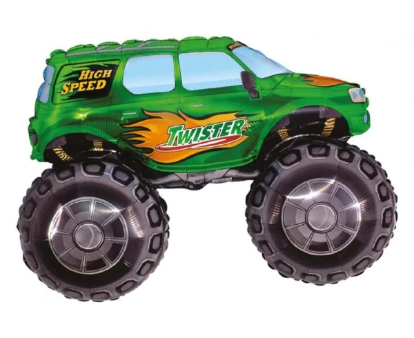 Balon foliowy samochód monstertruck Twister zielony, 68x96 cm