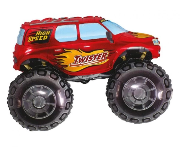 Balon foliowy samochód monstertruck Twister czerwony, 68x96 cm