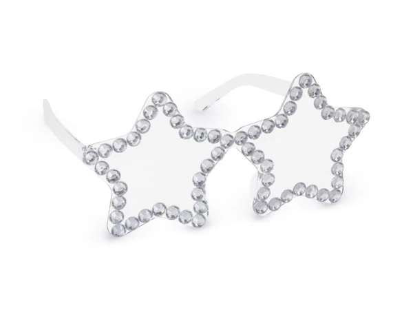 Okulary Gwiazdy z diamencikami disco srebrne