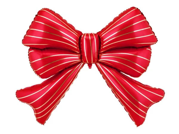 Balon foliowy Kokarda XXL czerwona w złote paski, 139x111 cm