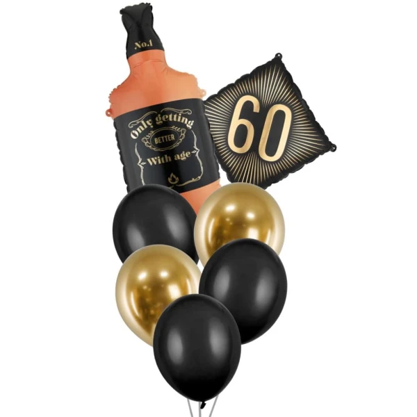 Zestaw balonów butelka whisky 60 urodziny