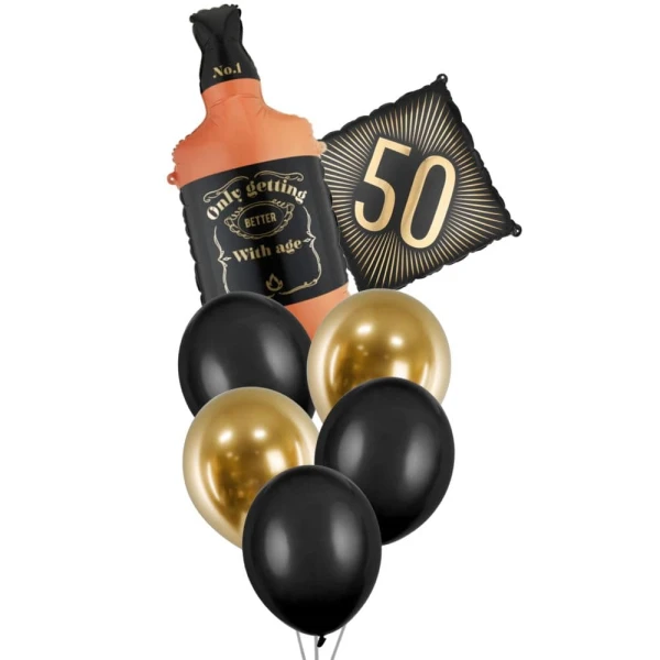 Zestaw balonów butelka whisky 50 urodziny