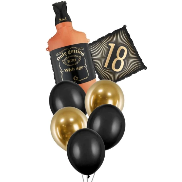 Zestaw balonów butelka whisky 18 urodziny