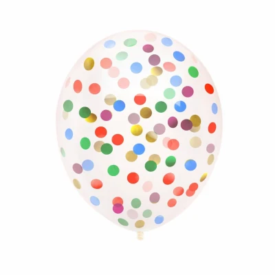 Balony przezroczyste z kolorowym konfetti, 30 cm 3 szt.