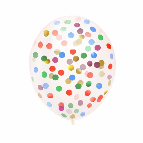 Balony przezroczyste z kolorowym konfetti, 30 cm 3 szt.