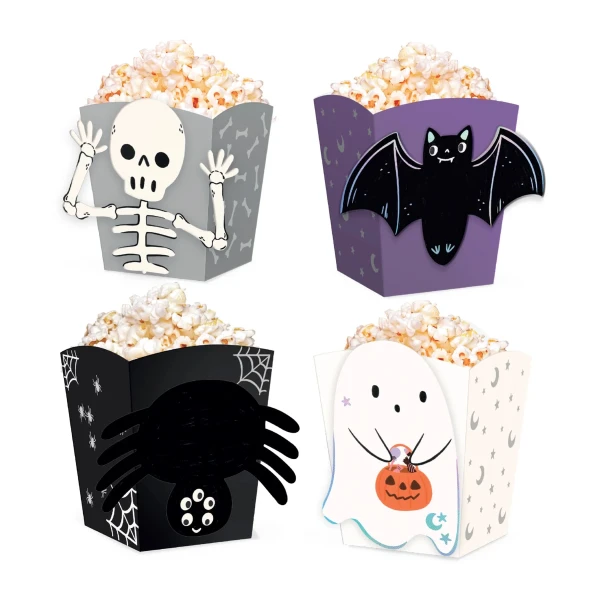 Pudełka na przekąski popcorn chipsy Halloween Spooky Friends, 4 szt.