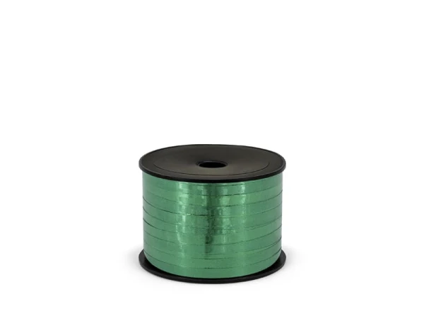 Wstążka tasiemka plastikowa metalizowana ciemnozielona, 5mm/90m