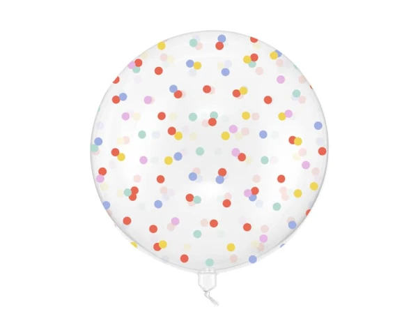 Balon Bubble bobo transparentny w Kolorowe Kropki, 60 cm 1 szt.