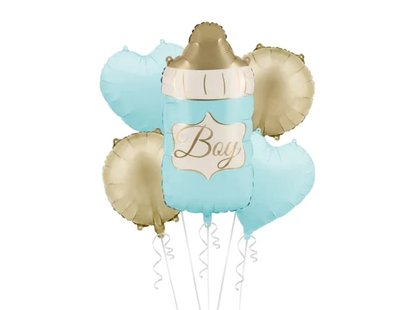 Zestaw balonów foliowych Baby Shower Butelka Boy niebieska
