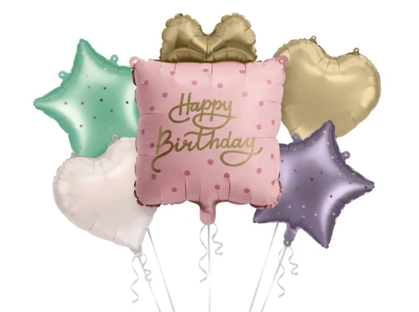 Zestaw balonów foliowych Prezent Happy Birthday