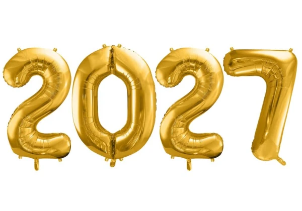 Balony foliowe na sylwestra rok 2027 86 cm złote