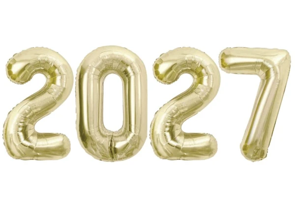 Balony foliowe na sylwestra rok 2026 85 cm szampańskie złote