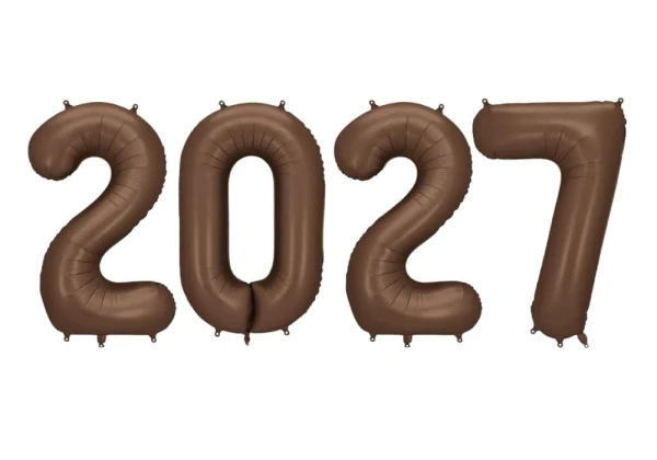 Balony foliowe na sylwestra rok 2027 86 cm brązowe