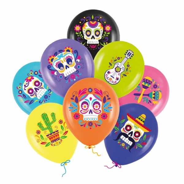 Balony lateksowe Halloween Meksykańskie, 8 szt.