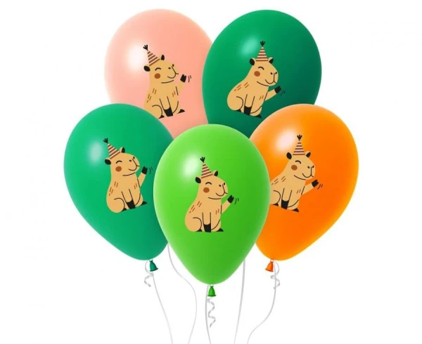 Balony lateksowe Kapibara, 30 cm 5 szt.