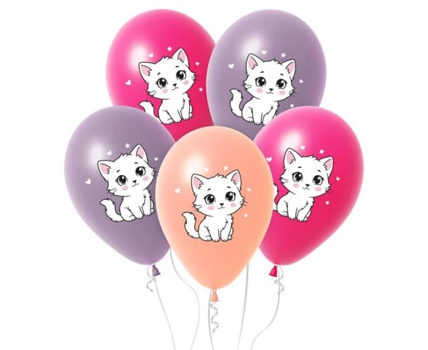Balony lateksowe Kotek, 30 cm 5 szt.