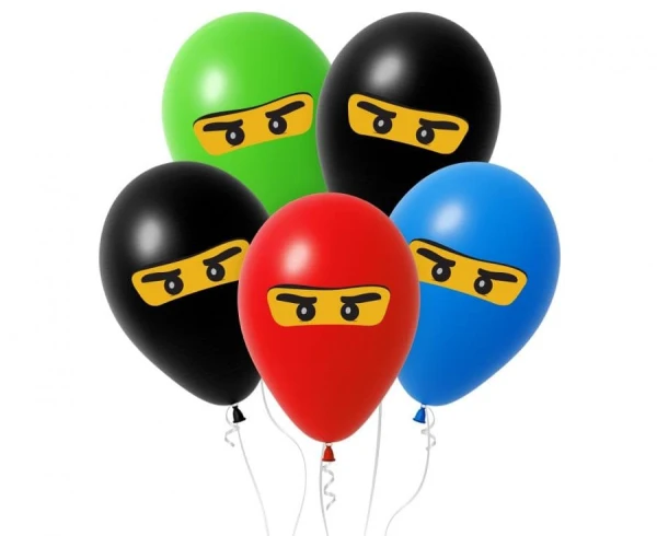 Balony lateksowe Ninja maski, 30 cm 5 szt.