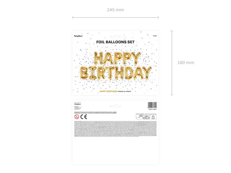 Balon foliowy happy birthday złoty