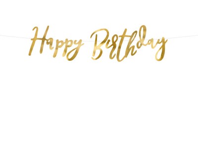 Baner Happy Birthday złoty