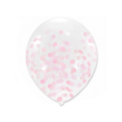 Balony przezroczyste z różowym konfetti, 30 cm 3 szt.