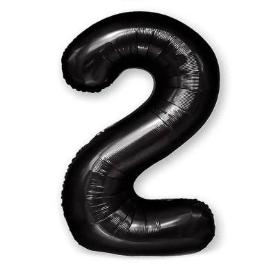 Balon foliowy cyfra 2 czarna,  100 cm