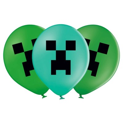 Balony lateksowe z nadrukiem piksele, 37 cm 6 szt.