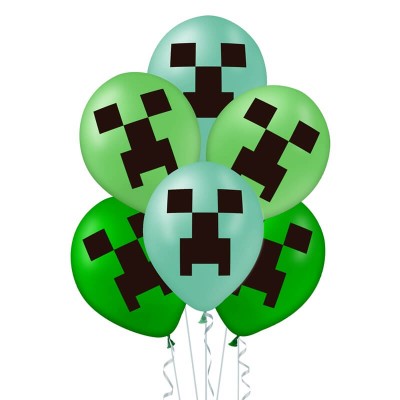 Balony lateksowe z nadrukiem piksele, 30 cm 12 szt.