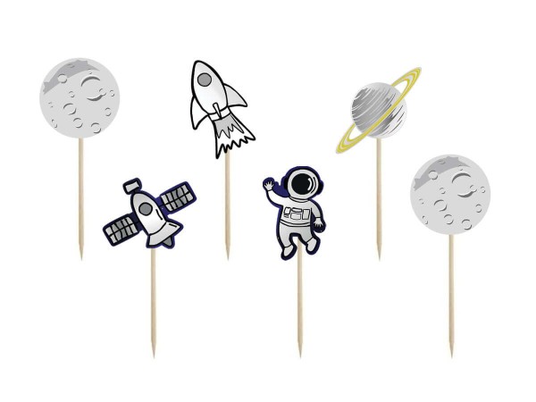 Pikery dekoracje do muffinek babeczek Kosmos, 6 szt.