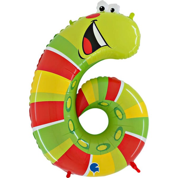 Balon foliowy cyfra 6 zwierzątko gąsienica 100 cm
