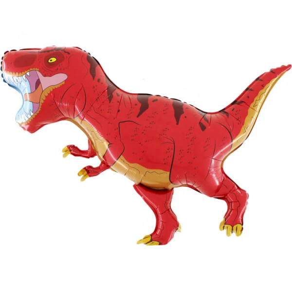 Balon foliowy dinozaur tyranozaur czerwony, 80x100 cm (luz)