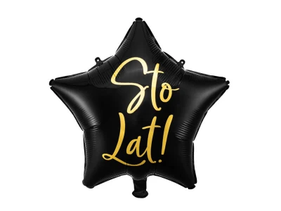 Balon foliowy Sto Lat gwiazdka czarny, 40 cm