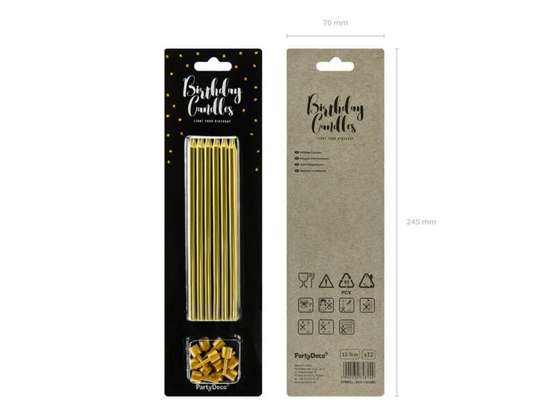 Urodzinowe świeczki złote gładkie