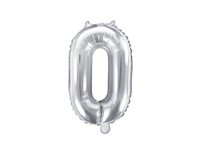 Balon foliowy cyfra 0 srebrny 35 cm