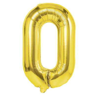 Balon foliowy cyfra 0 złoty 70 cm