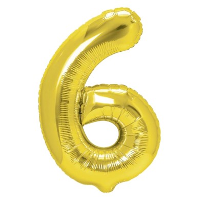 Balon foliowy cyfra 6 złoty 70 cm