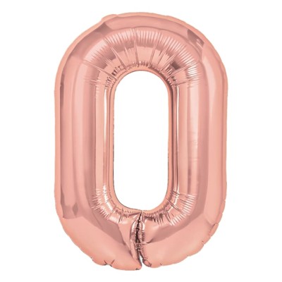 Balon foliowy cyfra 0 różowe złoto 40 cm