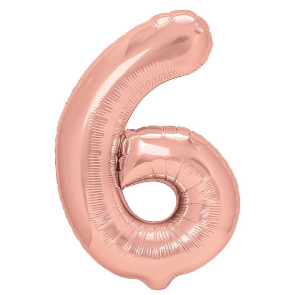 Balon foliowy cyfra 6 różowe złoto 40 cm