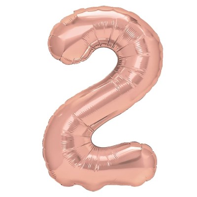 Balon foliowy cyfra 2 różowe złoto 70 cm