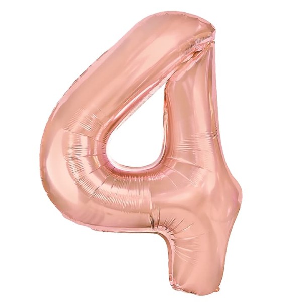 Balon foliowy cyfra 4 różowe złoto 70 cm