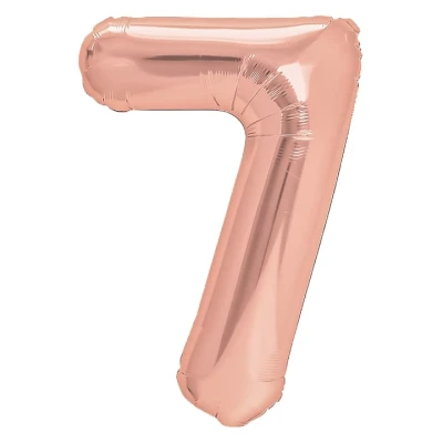 Balon foliowy cyfra 7 różowe złoto 70 cm