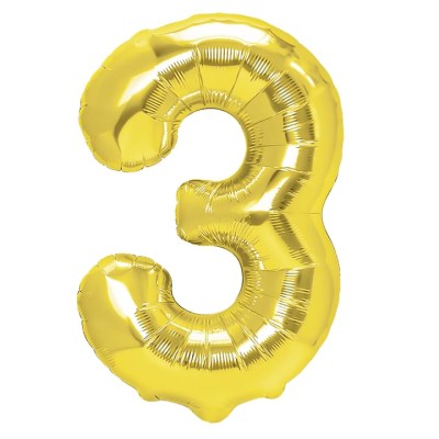 Balon foliowy cyfra 3 złoty 100 cm